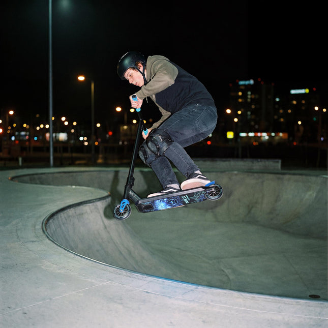 Freestyle koloběžka, PU kolečka 110mm, ABEC-7, grafika modrý lev