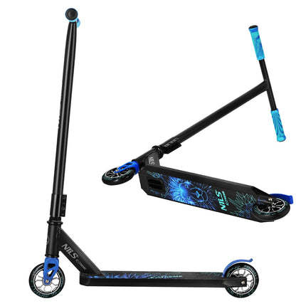 Freestyle koloběžka, PU kolečka 110mm, ABEC-7, grafika modrý lev