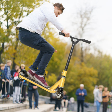 Kick Stunt Scooter, 360°-Lenkung, Gummigriff, Gold