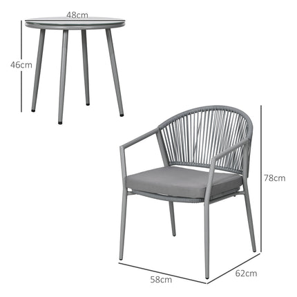 Outdoor seating - 2 chairs, coffee table, steel frame