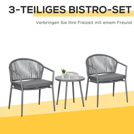 Outdoor seating - 2 chairs, coffee table, steel frame