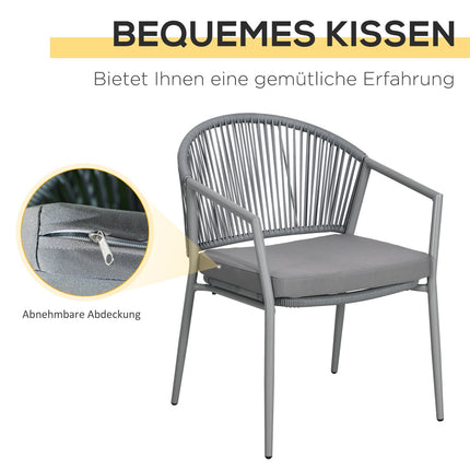 Outdoor seating - 2 chairs, coffee table, steel frame