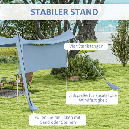 Wasserdichte Bildschirmmarkise, Stahlstangen, Tasche – Blau