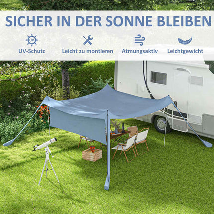 Wasserdichte Bildschirmmarkise, Stahlstangen, Tasche – Blau