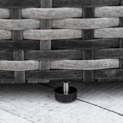 Rattan-Lounge-Set mit Überdachung, Kissen und Tisch, grau