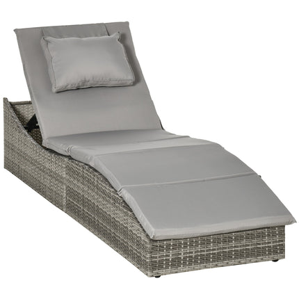 Verstellbare Sonnenliege aus Polyrattan mit Kissen, klappbares 2-in-1-Design