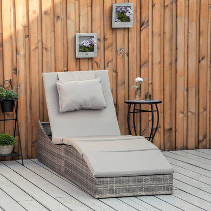 Verstellbare Sonnenliege aus Polyrattan mit Kissen, klappbares 2-in-1-Design