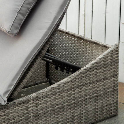 Verstellbare Sonnenliege aus Polyrattan mit Kissen, klappbares 2-in-1-Design