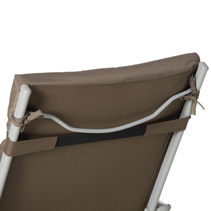 Adjustable folding sun lounger with cushion, brown/silver