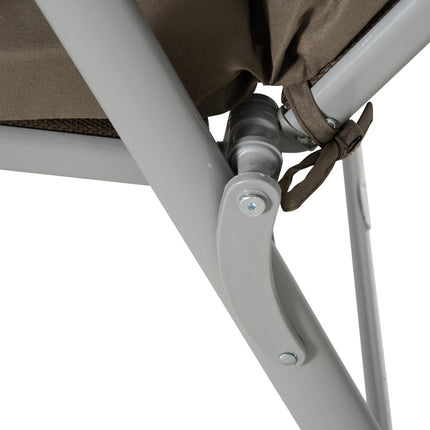 Adjustable folding sun lounger with cushion, brown/silver