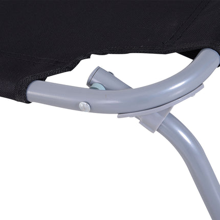 Folding camping sun lounger with adjustable backrest, black