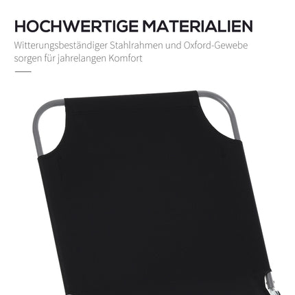 Folding camping sun lounger with adjustable backrest, black