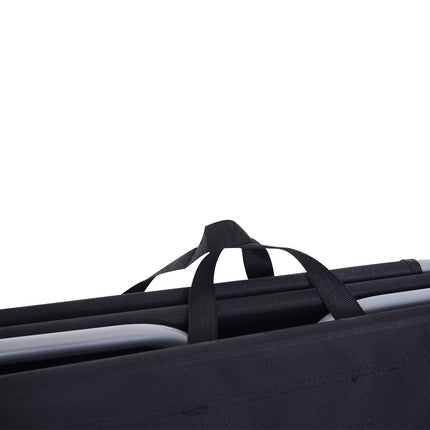Folding camping sun lounger with adjustable backrest, black