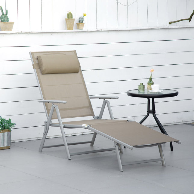 Verstellbare Sonnenliege mit Kissen, 7 Positionen, klappbar