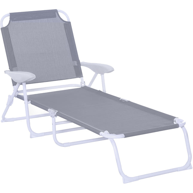 Klappbare Sonnenliege mit 4-lagigem Netz, Grau 160x66x80 cm