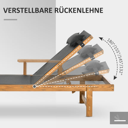 Verstellbare Sonnenliege für den Garten, 85x200 cm, 120 kg Tragkraft