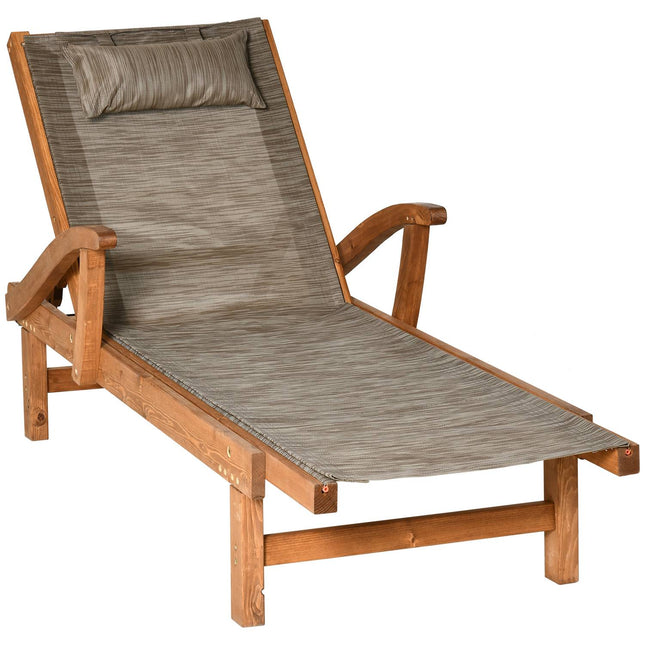Verstellbare braune Gartenliege, 194 x 70 x 32 cm