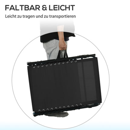 Ligstoel Opvouwbaar Tuinligstoel Opklapbaar Ligbed Tuin 4-Traps Rugleuning Verstelbaar Staalgaas Stof Zwart 197 X 58 X 76 Cm