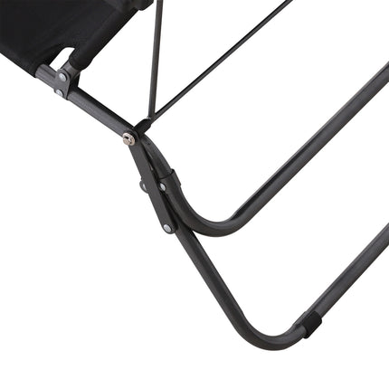 Klappbare Sonnenliege mit Kissen, schwarzes Metall & Oxford-Gewebe