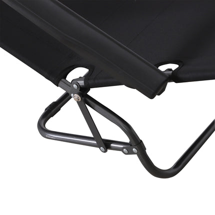 Klappbare Sonnenliege mit Kissen, schwarzes Metall & Oxford-Gewebe