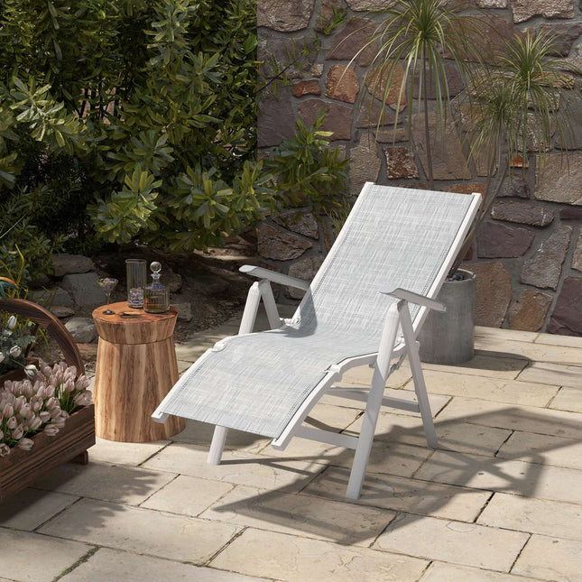 Klappbarer Sonnenliege - verstellbarer Gartenstuhl, dunkelgrau