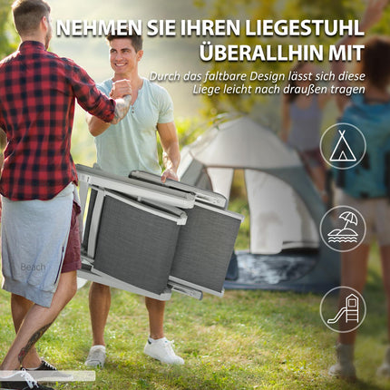 Klappbare Sonnenliege - verstellbares Fuß- und Rückenteil, grau