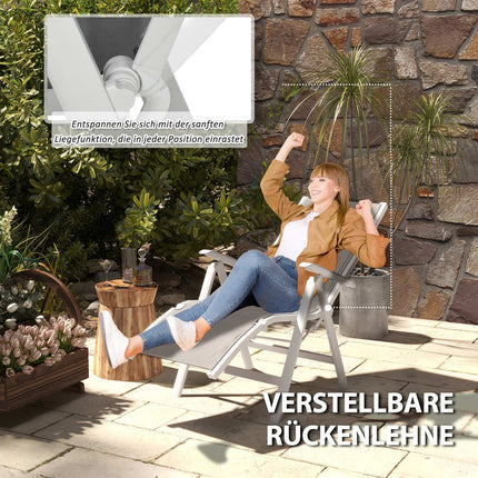 Klappbare Sonnenliege - verstellbares Fuß- und Rückenteil, grau