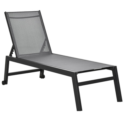 Ligstoel Tuinligstoel 5 Treden Rugleuning Aluminium Grijs 169 X 65 X 102 Cm