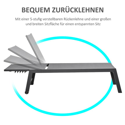 Ligstoel Tuinligstoel 5 Treden Rugleuning Aluminium Grijs 169 X 65 X 102 Cm