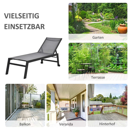 Ligstoel Tuinligstoel 5 Treden Rugleuning Aluminium Grijs 169 X 65 X 102 Cm