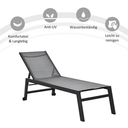Ligstoel Tuinligstoel 5 Treden Rugleuning Aluminium Grijs 169 X 65 X 102 Cm