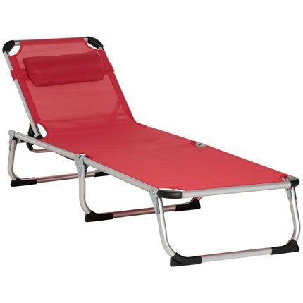 Adjustable Ergonomic Sun Lounger in Mesh, foldable, Red