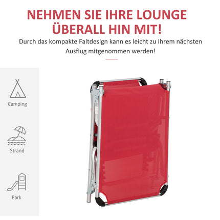 Adjustable Ergonomic Sun Lounger in Mesh, foldable, Red