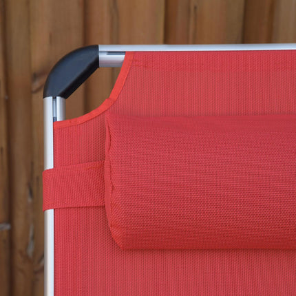 Adjustable Ergonomic Sun Lounger in Mesh, foldable, Red