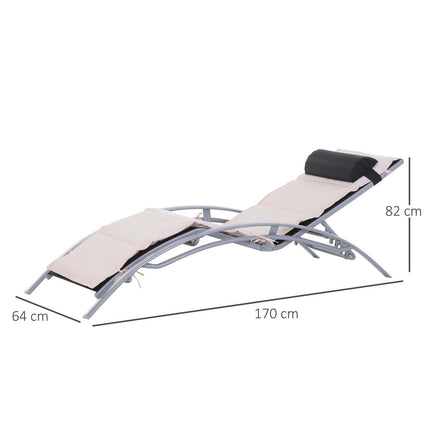 Verstellbare Sonnenliege aus Aluminium – Cremeweiß, 170x64x82 cm