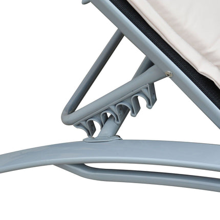 Verstellbare Sonnenliege aus Aluminium – Cremeweiß, 170x64x82 cm