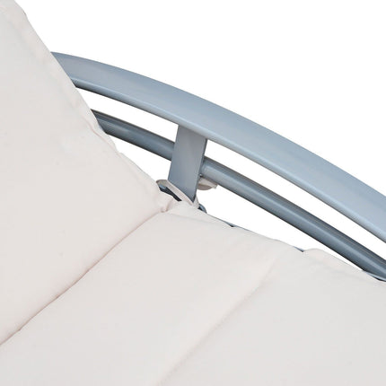 Verstellbare Sonnenliege aus Aluminium – Cremeweiß, 170x64x82 cm