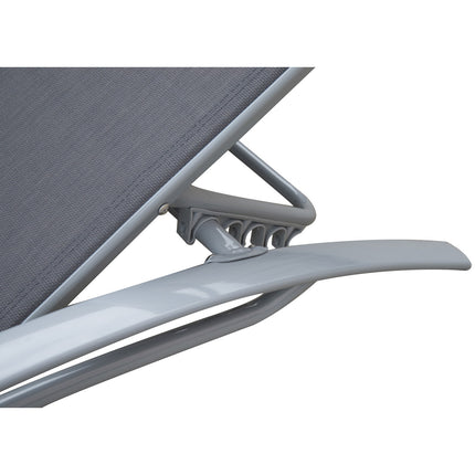 Verstellbare Sonnenliege aus Aluminium – Grau, 170 x 64 x 82 cm