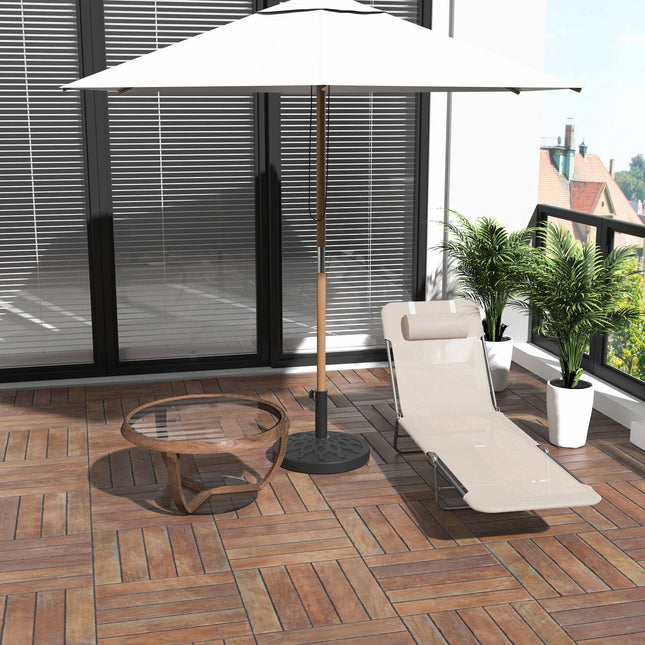 Sonnenliege, Verstellbarer Gartenstuhl mit zwei Beinen, Creme