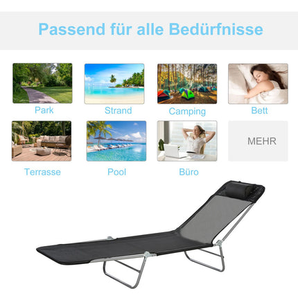Schwarze Outdoor-Sonnenliege - entspannender Gartenstuhl