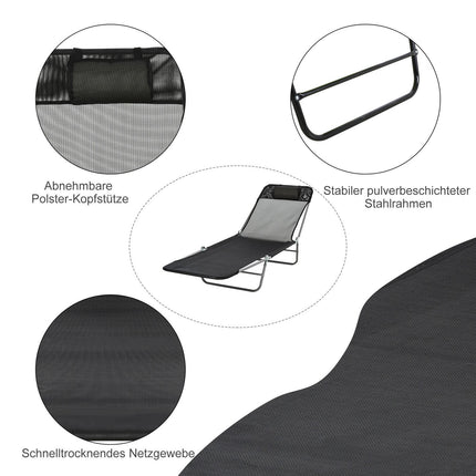 Schwarze Outdoor-Sonnenliege - entspannender Gartenstuhl