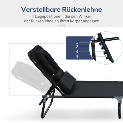 Schwarze Sonnenliege mit Gesichtsöffnung zur Entspannung