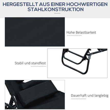 Schwarze Sonnenliege mit Gesichtsöffnung zur Entspannung