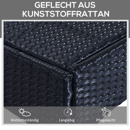 Ligstoel Tuinligstoel Tafel Set Van 3 Tuinmeubelen, Poly Rattan + Metaal Zwart + Crème Wit