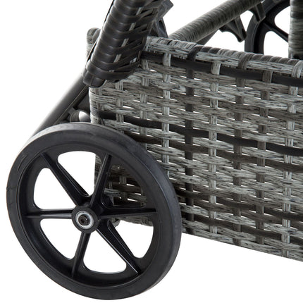 Outdoor sun lounger set, 3-piece, gray poly rattan & metal