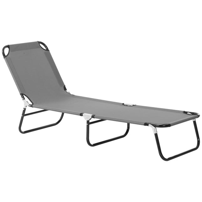 Verstellbare Sonnenliege aus Stahl – Grau, 188 x 56 x 28 cm