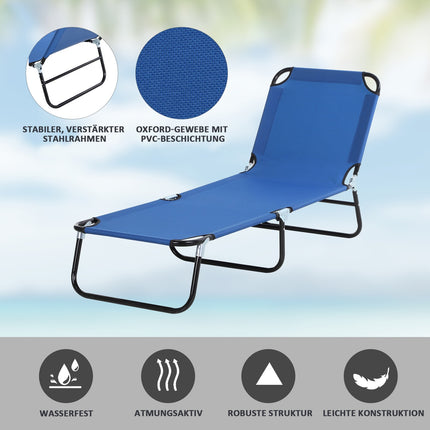 Adjustable sun lounger in steel for garden and balcony, blue