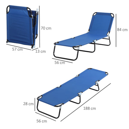 Adjustable sun lounger in steel for garden and balcony, blue