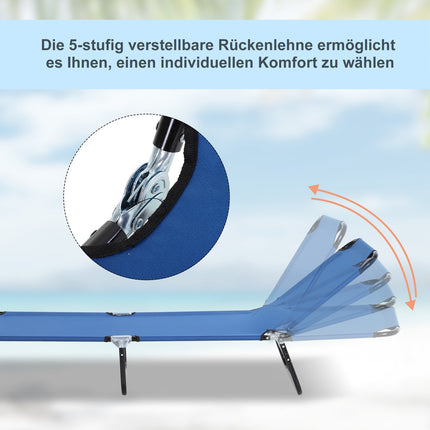 Adjustable sun lounger in steel for garden and balcony, blue