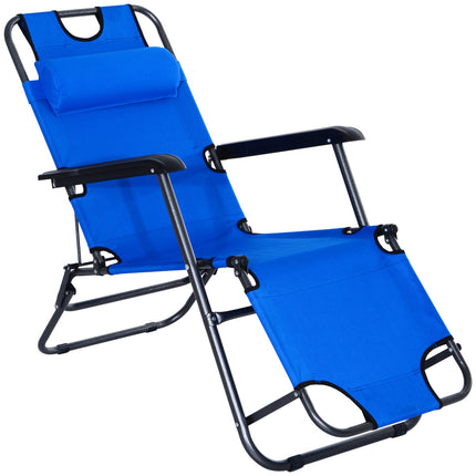 Klappbarer Strandstuhl mit Kissen, Metall & Oxford-Gewebe, blau